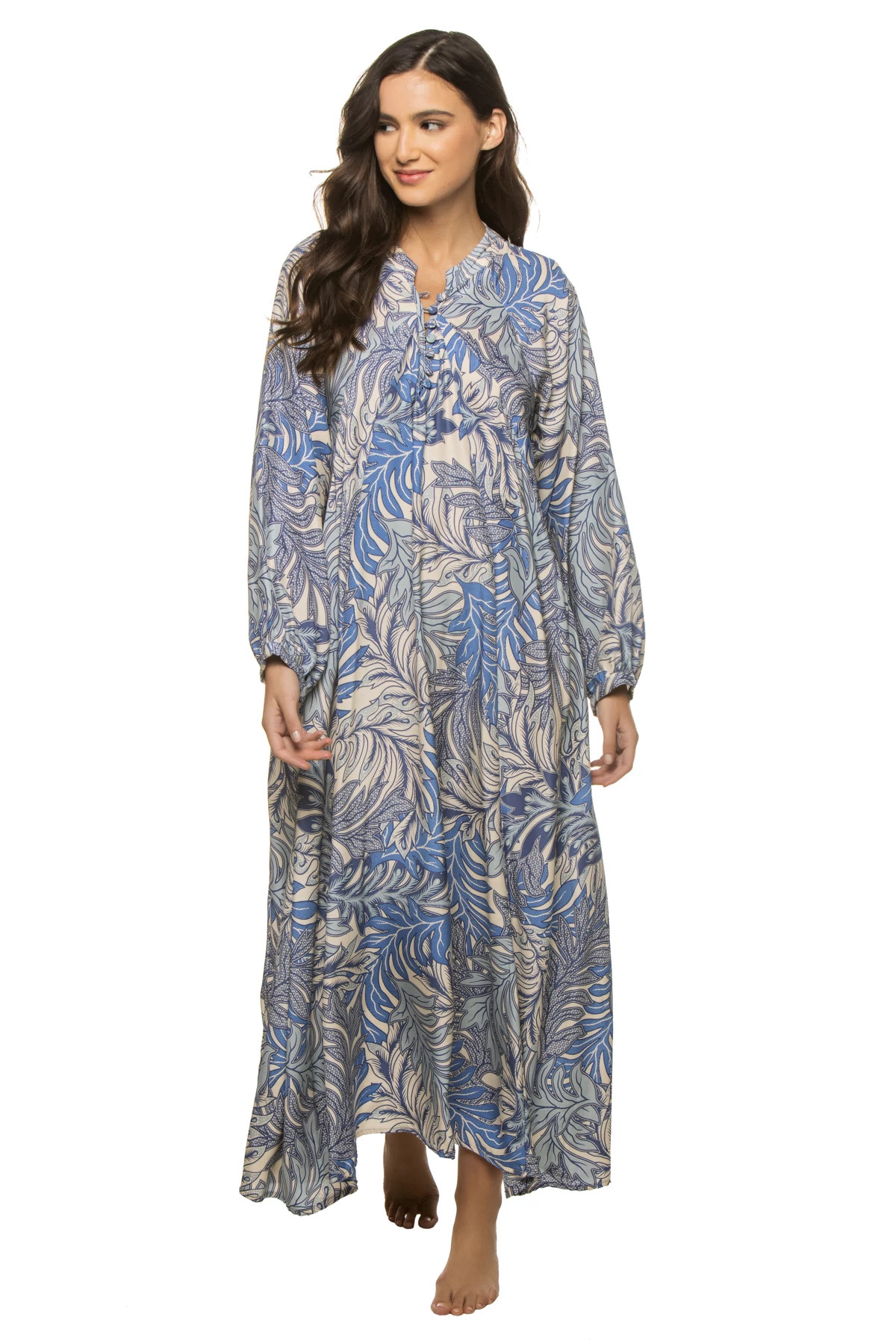 JUNGLE PRINT LAKE BLUE Fiore Silk Maxi Dress image number 1