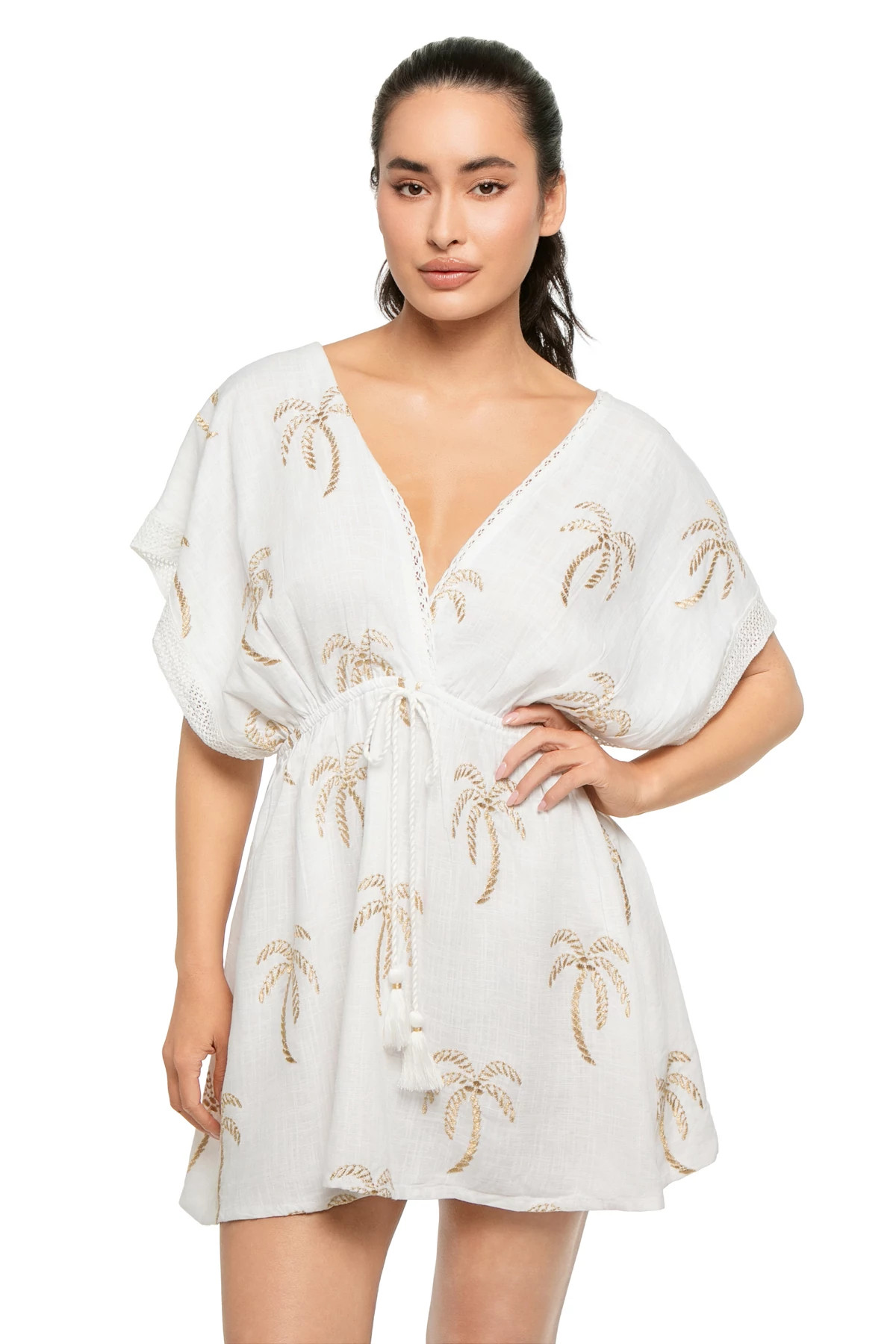 SOFT WHITE V-Neck Mini Dress image number 1