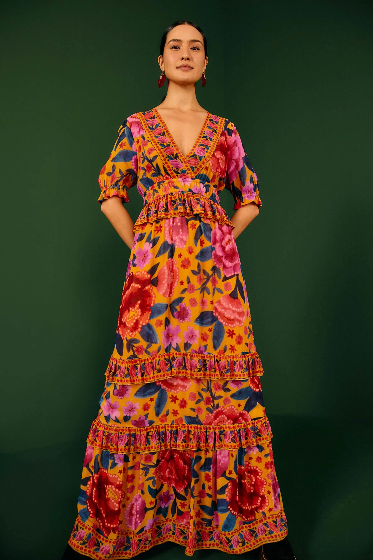 MULTI Floral Dream Ruffle Maxi Dress image number 3