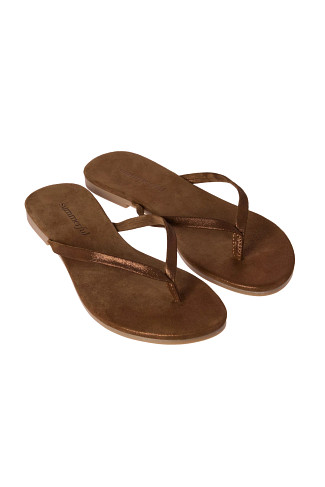 BRONZE Metallic Thong Flip Flops