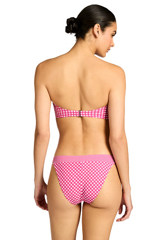 DRAGON FRUIT/CREAM Brigitte Gingham Bandeau Bikini Top