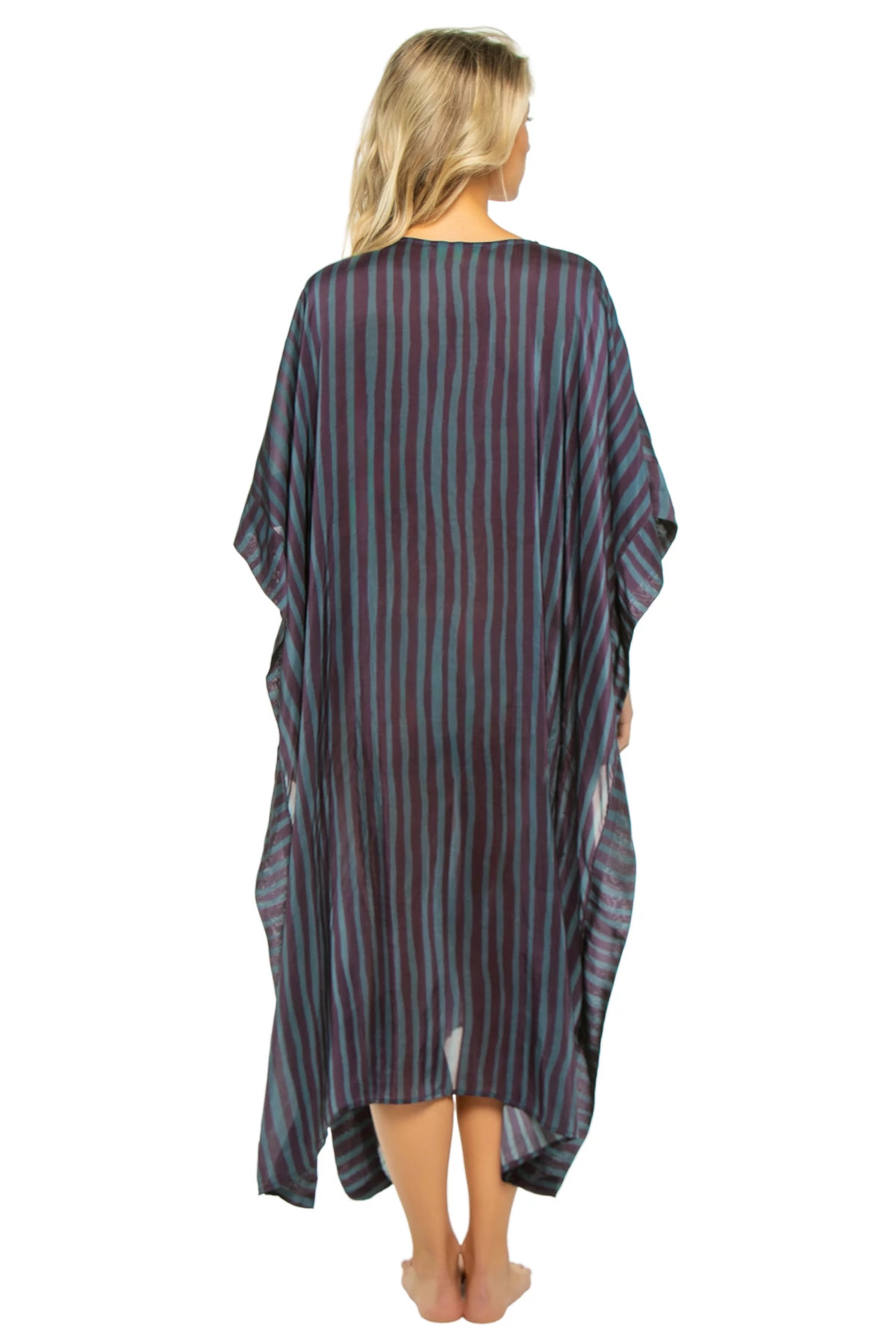 PETITE STRIPE PETROLEUM Paulina Caftan image number 2