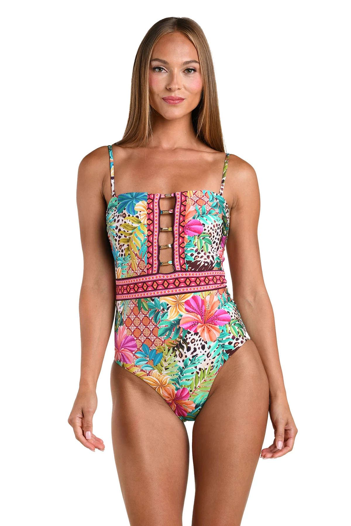MULTI Bandeau One Piece Swimsuit image number 3