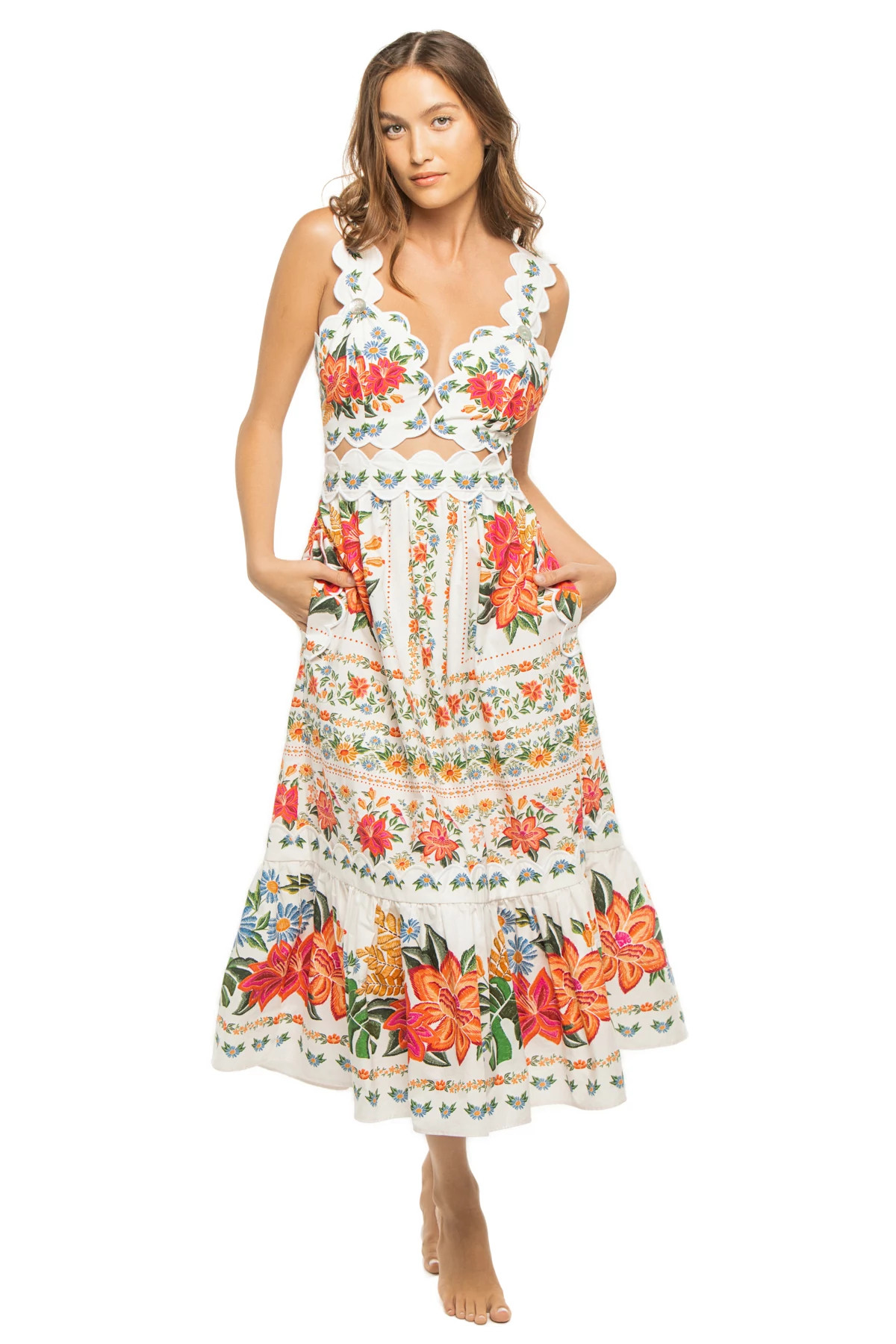 BLOOM GARDEN OFF-WHITE Bloom Garden Midi Dress image number 1