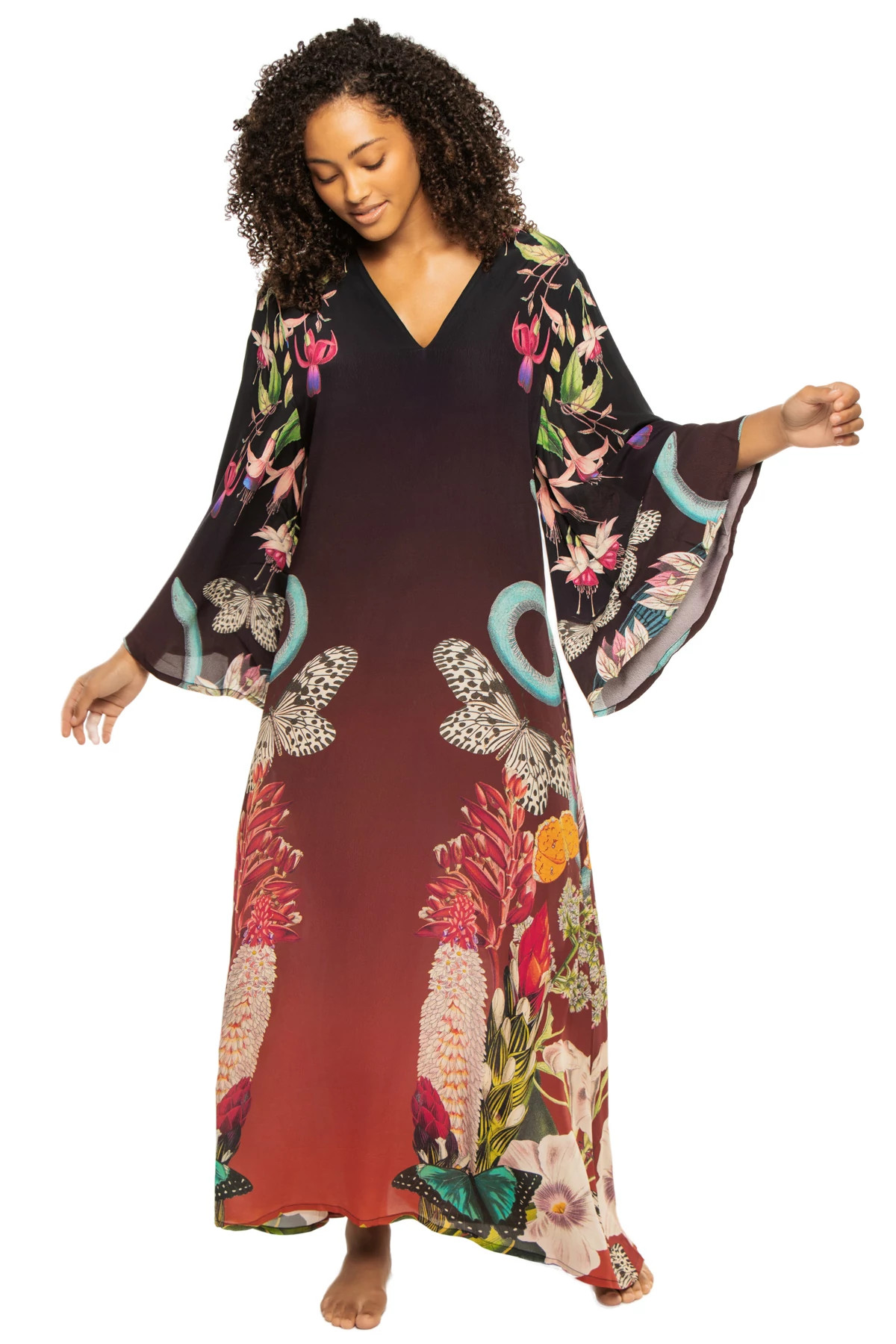 SNAKE BUTTERFLY Lena Maxi Caftan image number 3