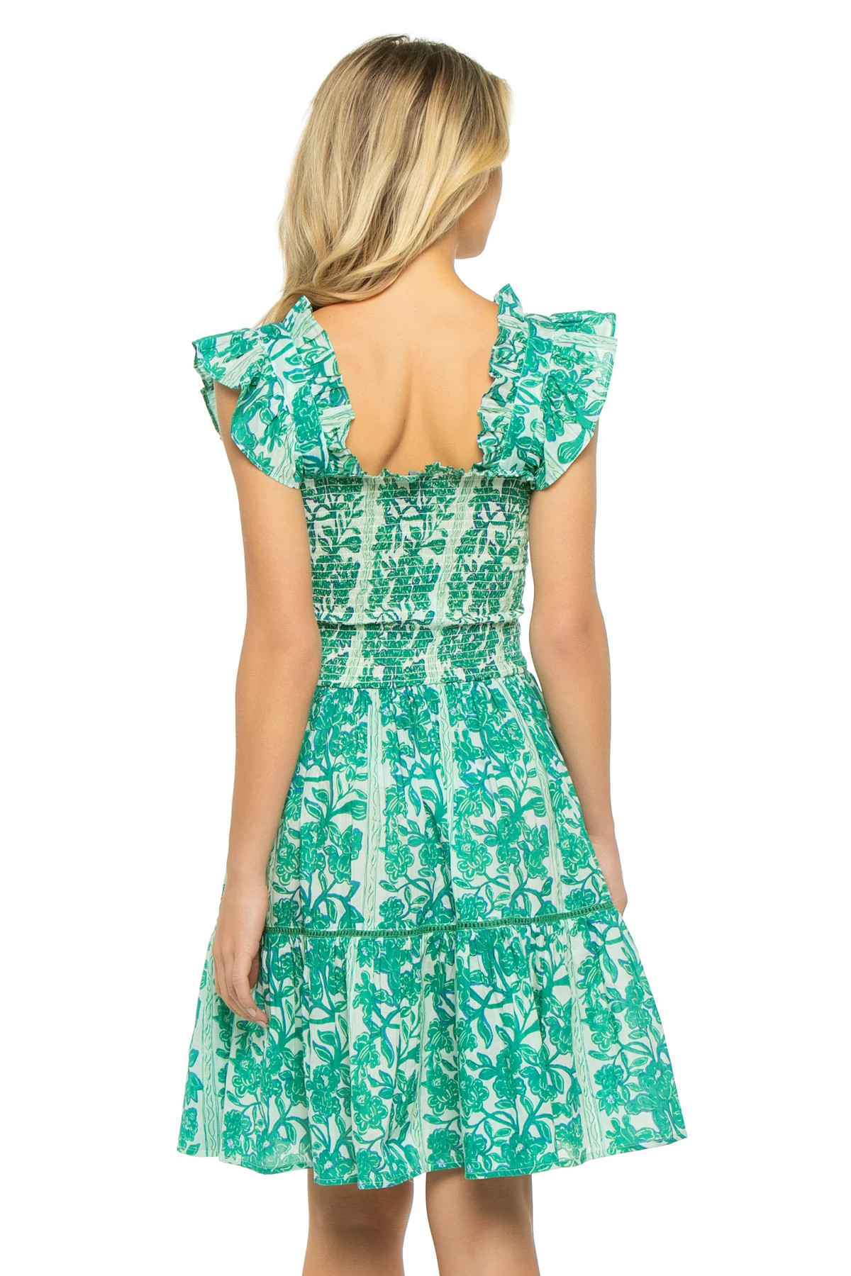 SERENDIPIA GREEN Elena Smocked Dress image number 2