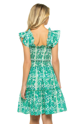 SERENDIPIA GREEN Elena Smocked Dress
