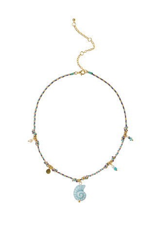 BLUE Braided Cord Charm Necklace