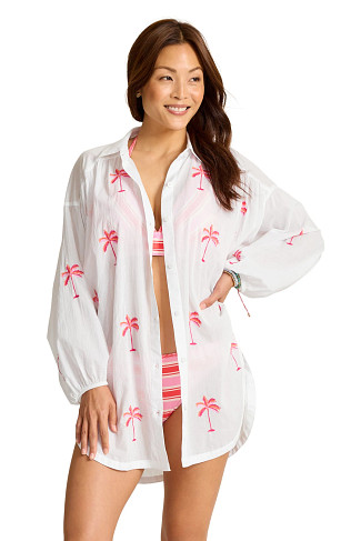 LILAC CHIFFON Embroidered Palm Boyfriend Shirt