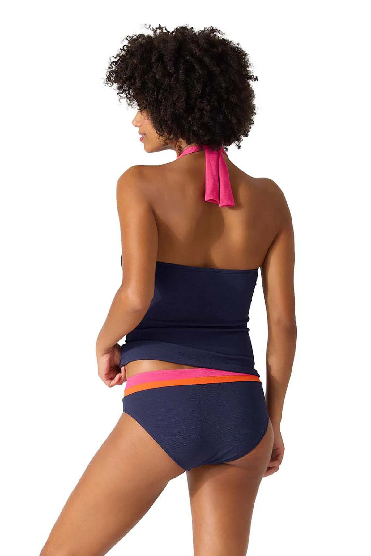 PASSION PINK Color Block Halter Tankini Top image number 2