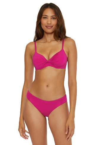 Melissa Odabash Vienna Hot Pink Ribbed High Leg Bralette Bikini