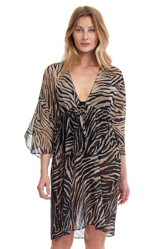 MULTI BROWN Wildlife V-Neck Tunic