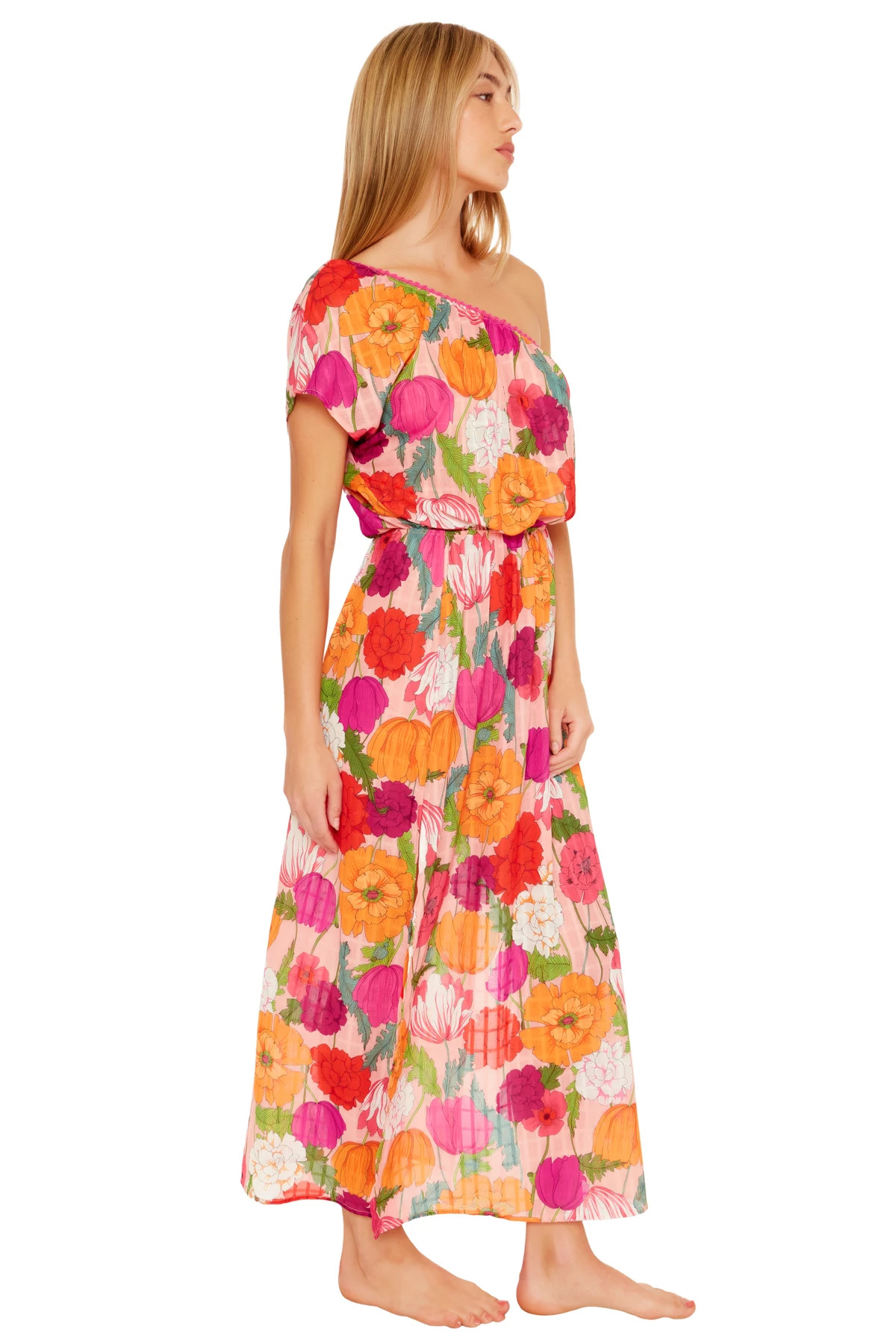 MULTI Sunny Bloom Asymmetrical Dress image number 3
