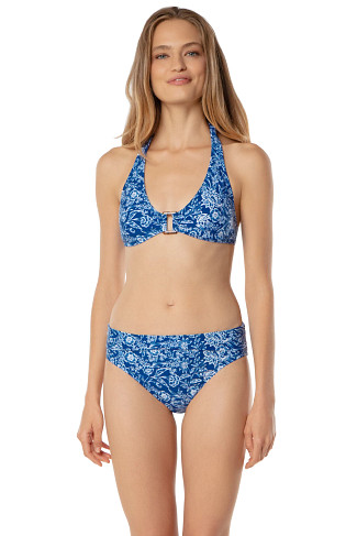 HAMPTONS FLORAL Tortoise Ring Halter Bikini Top