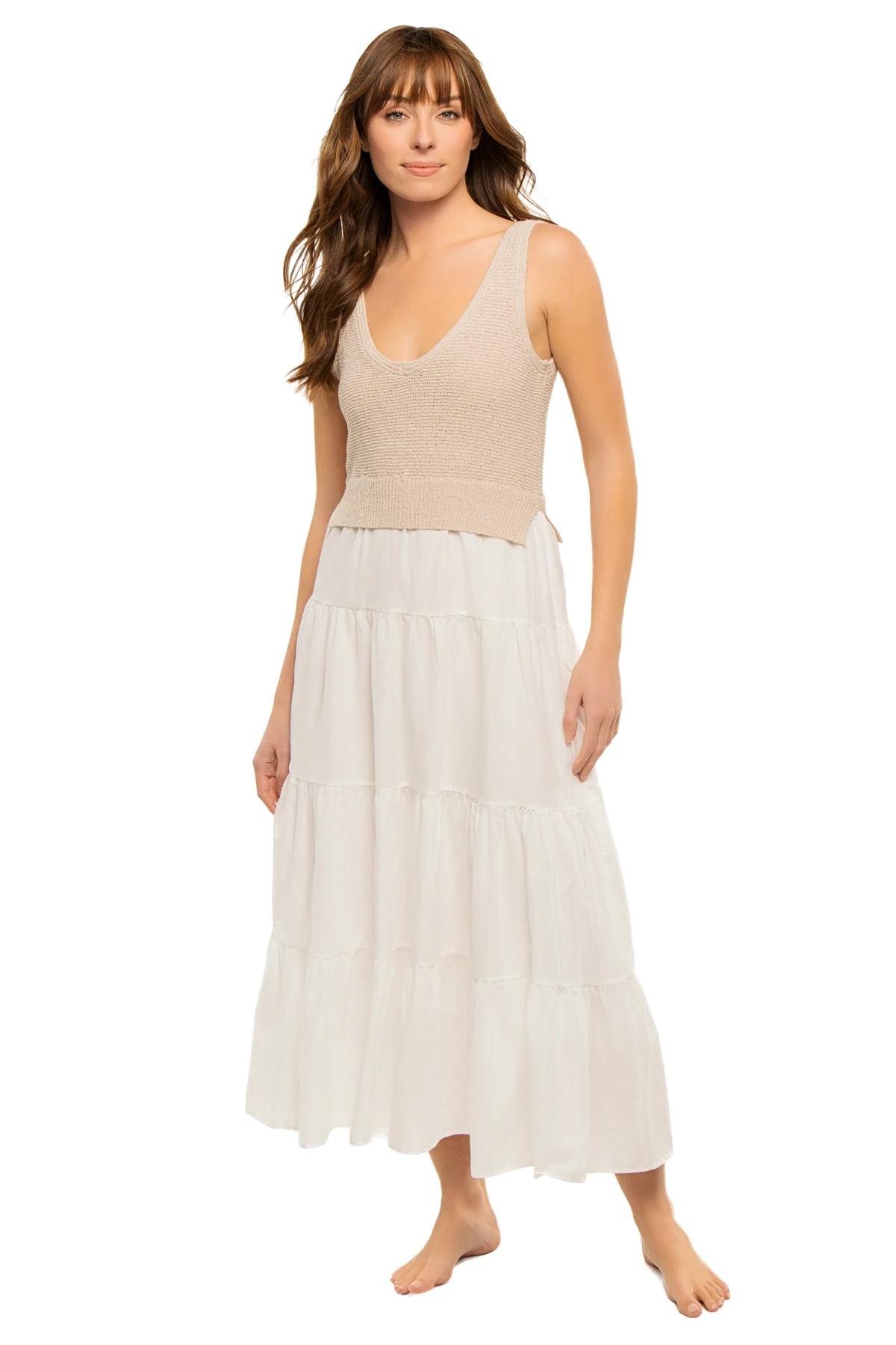 WHITE/NATURAL Aries Midi Dress image number 1