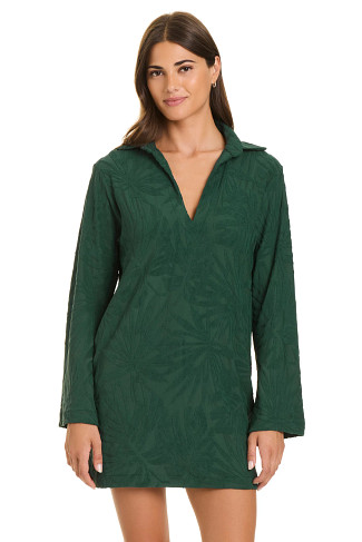 EMERALD GROVE Terry Polo Cover Up Shirt