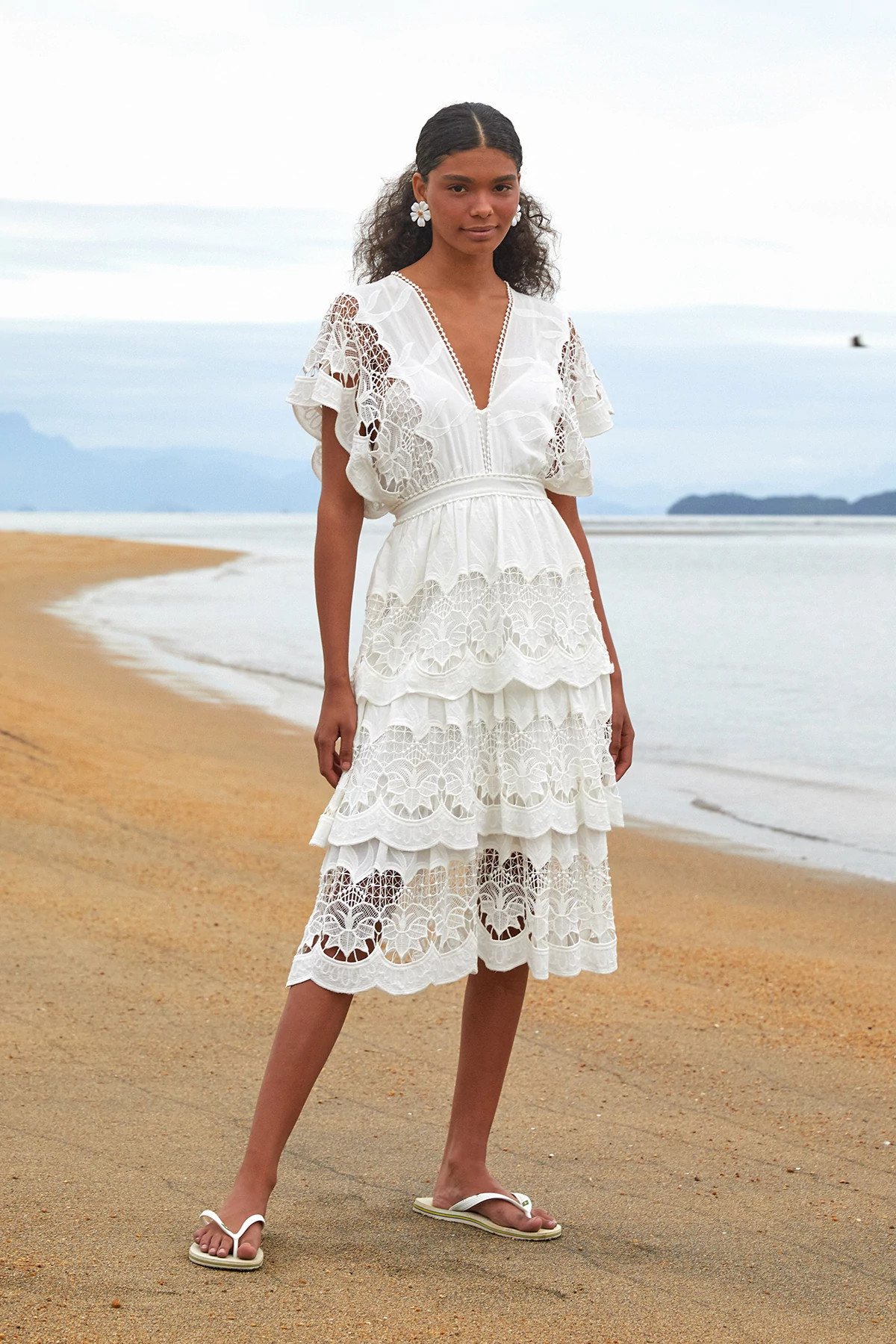 OFF WHITE Richelieu Lace Dress image number 3