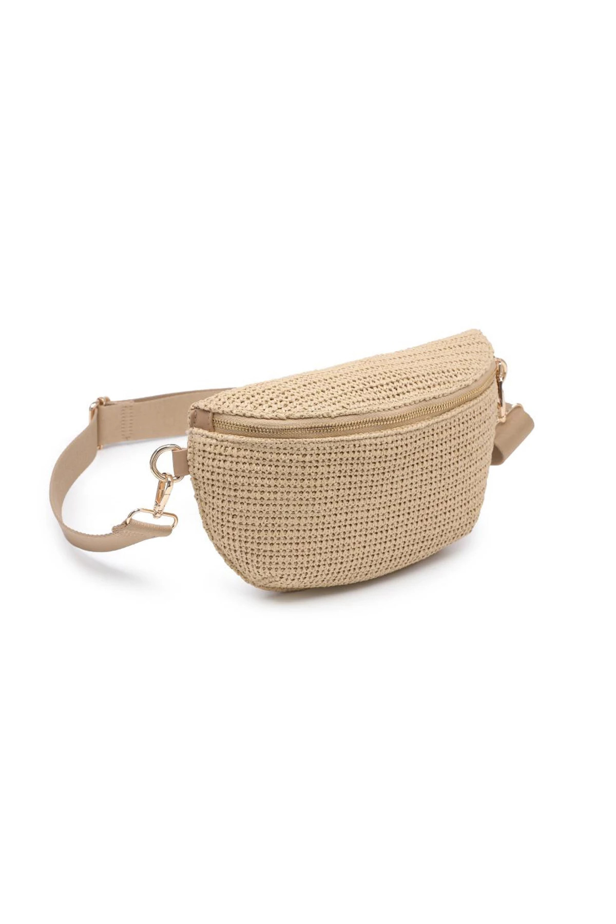 NATURAL Gizelle Checker Knit Belt Bag image number 3
