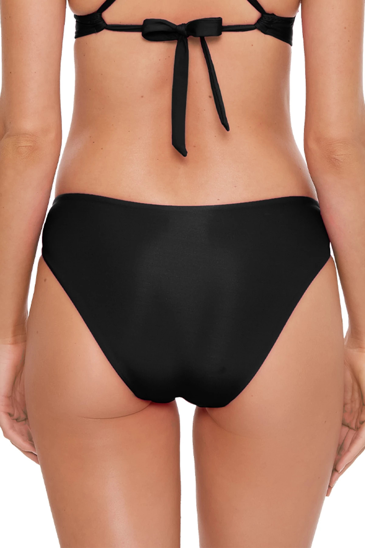 BLACK Ring Tab Side Hipster Bikini Bottom image number 2