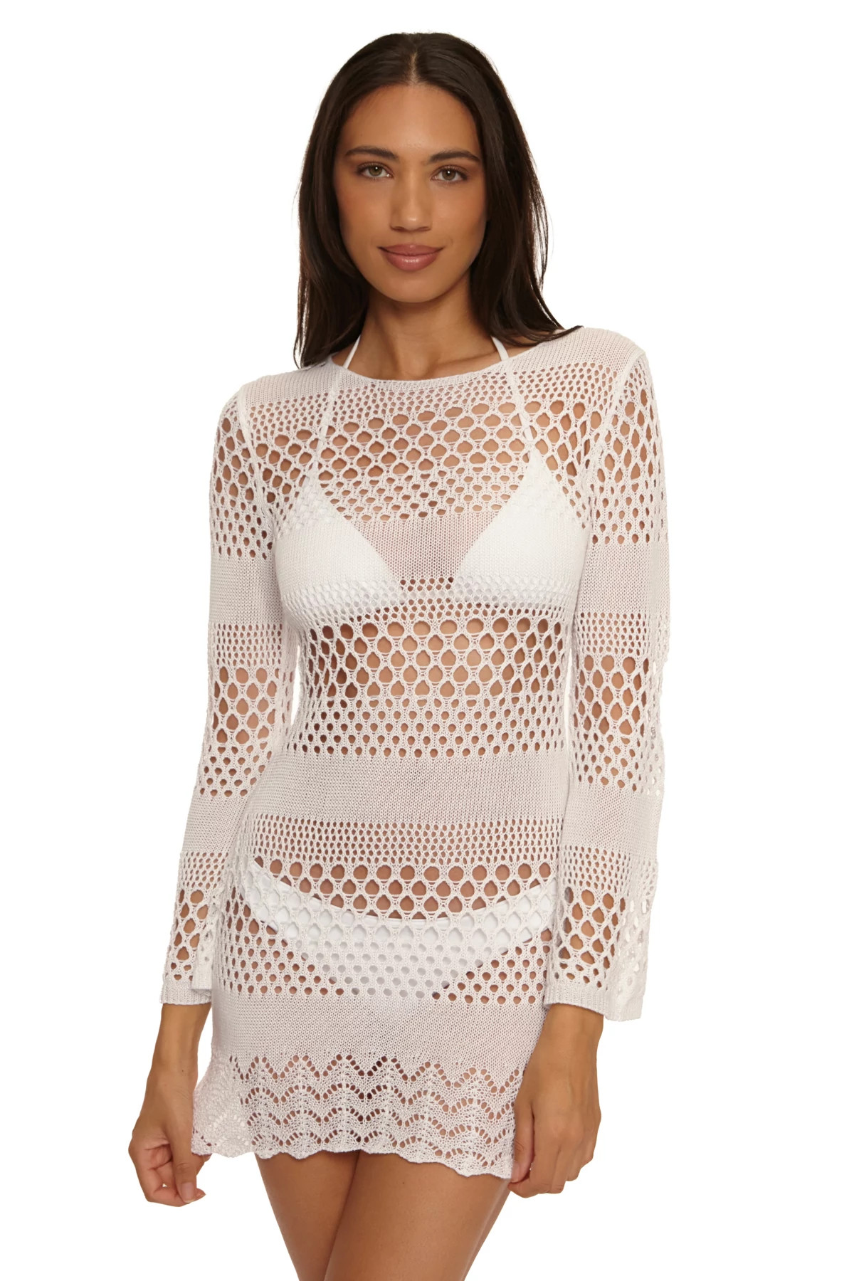 WHITE Treasure Island Crochet Cover Dress image number 1