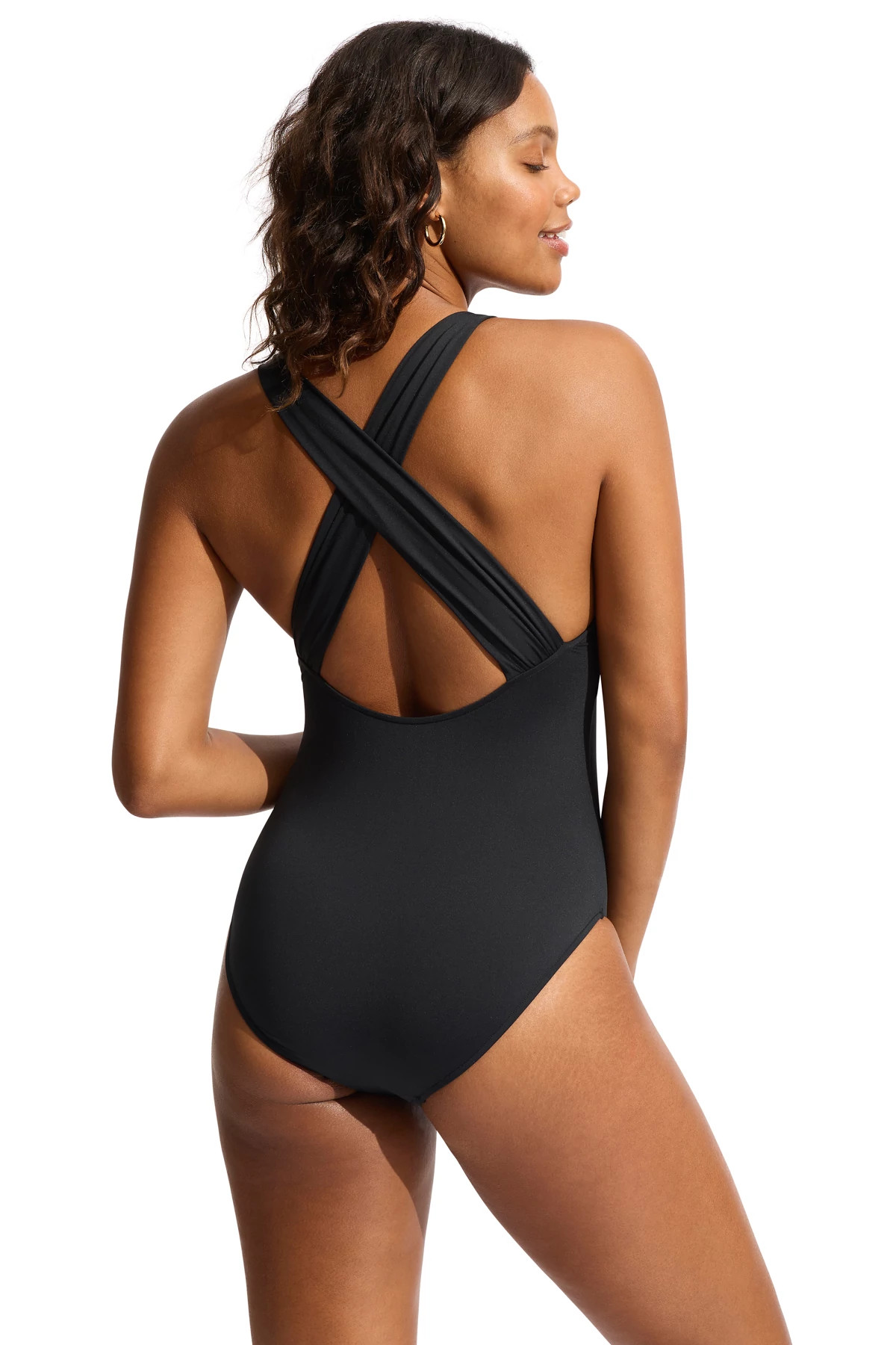BLACK Plunge One Piece Swimsuit image number 2