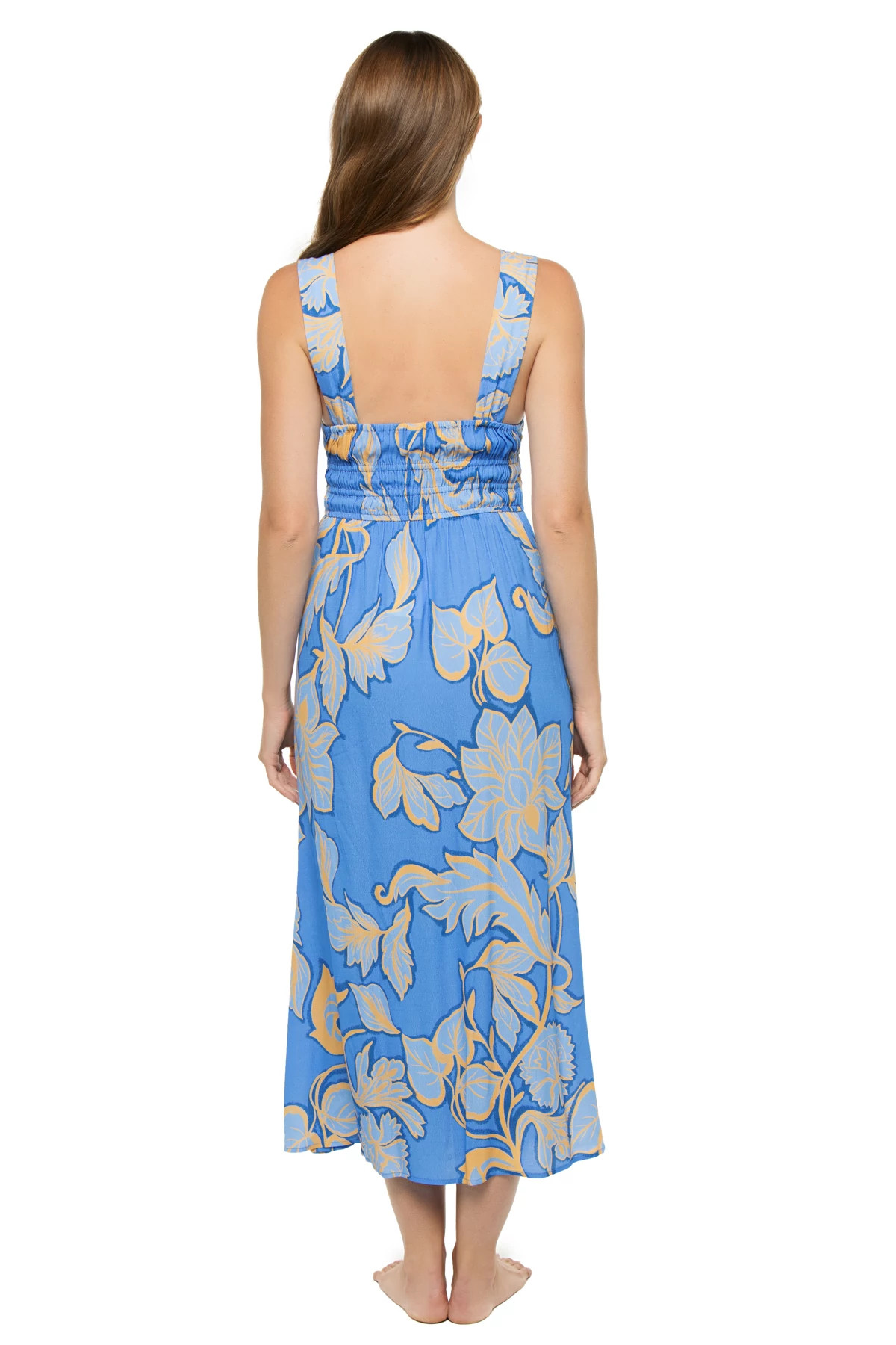blue and pink floral Taniana Strappy Midi Dress image number 2