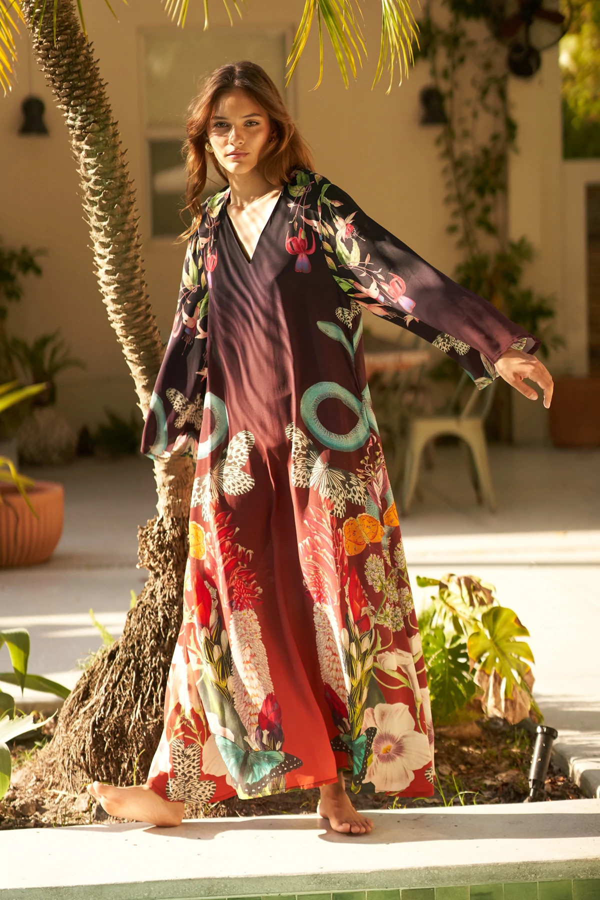 SNAKE BUTTERFLY Lena Maxi Caftan image number 4