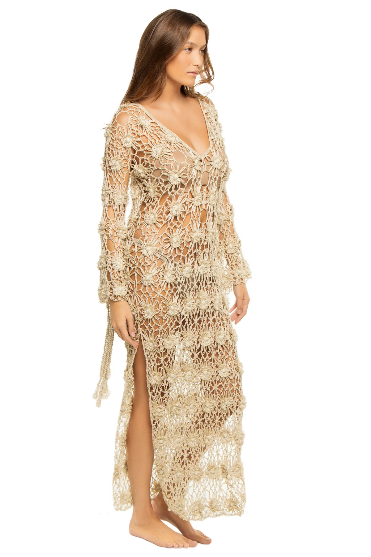 BRONZE Crochet Maxi Dress image number 3