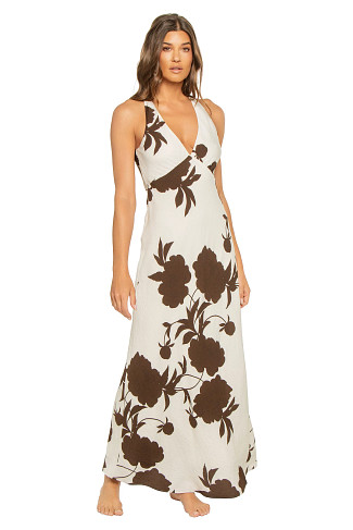 CHOCOLATE FLORAL Elodie Floral Plunge Maxi Dress