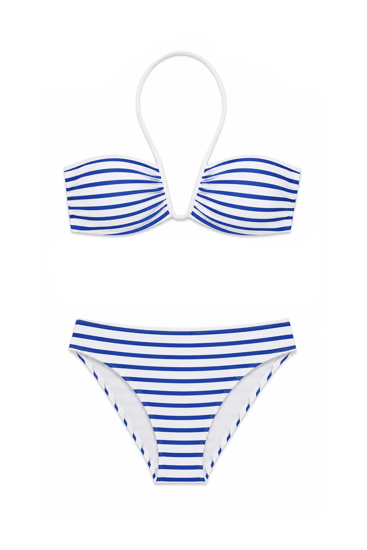 BLUE/WHITE Striped Hipster Bikini Bottom image number 3
