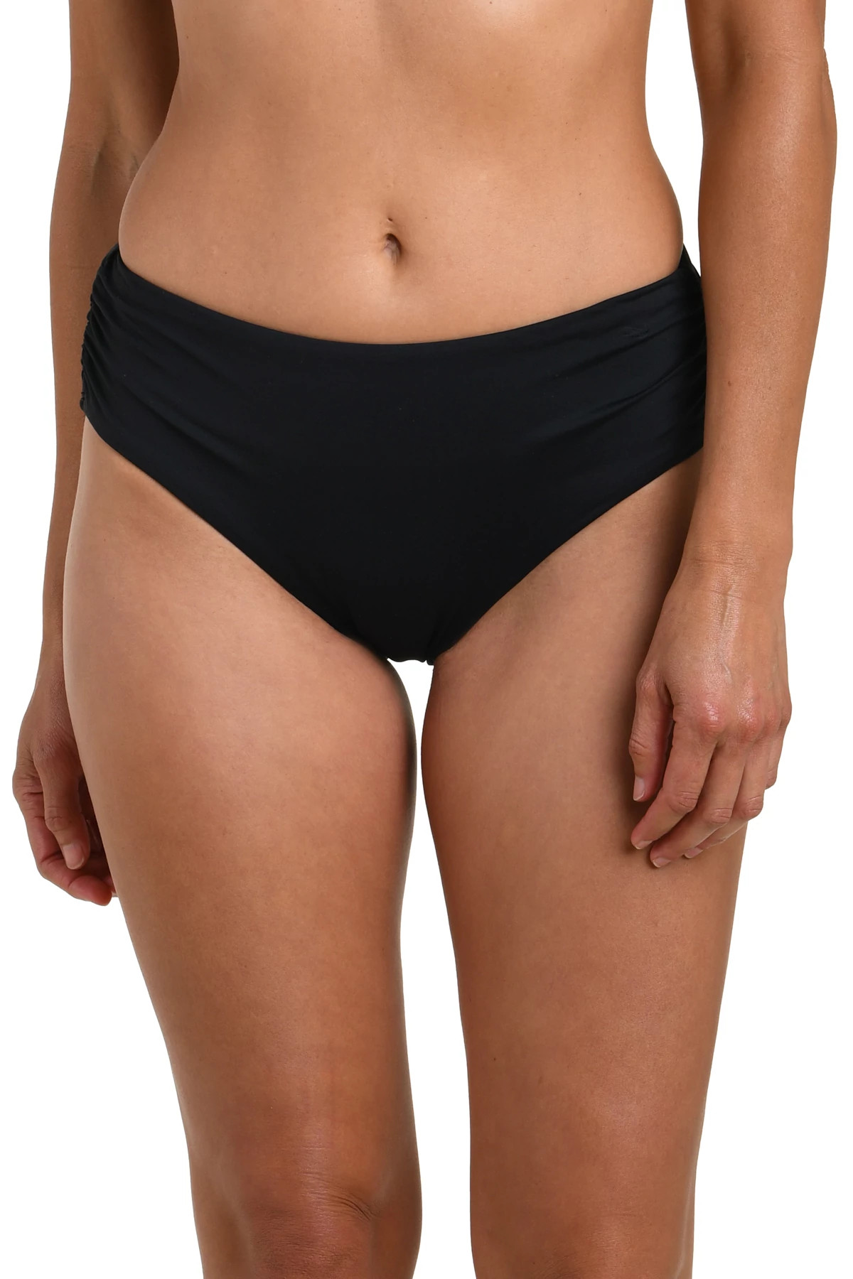 BLACK Mid Waist Bikini Bottom image number 1