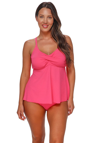 POSY PINK CREPE Tori Twist Front Tankini Top