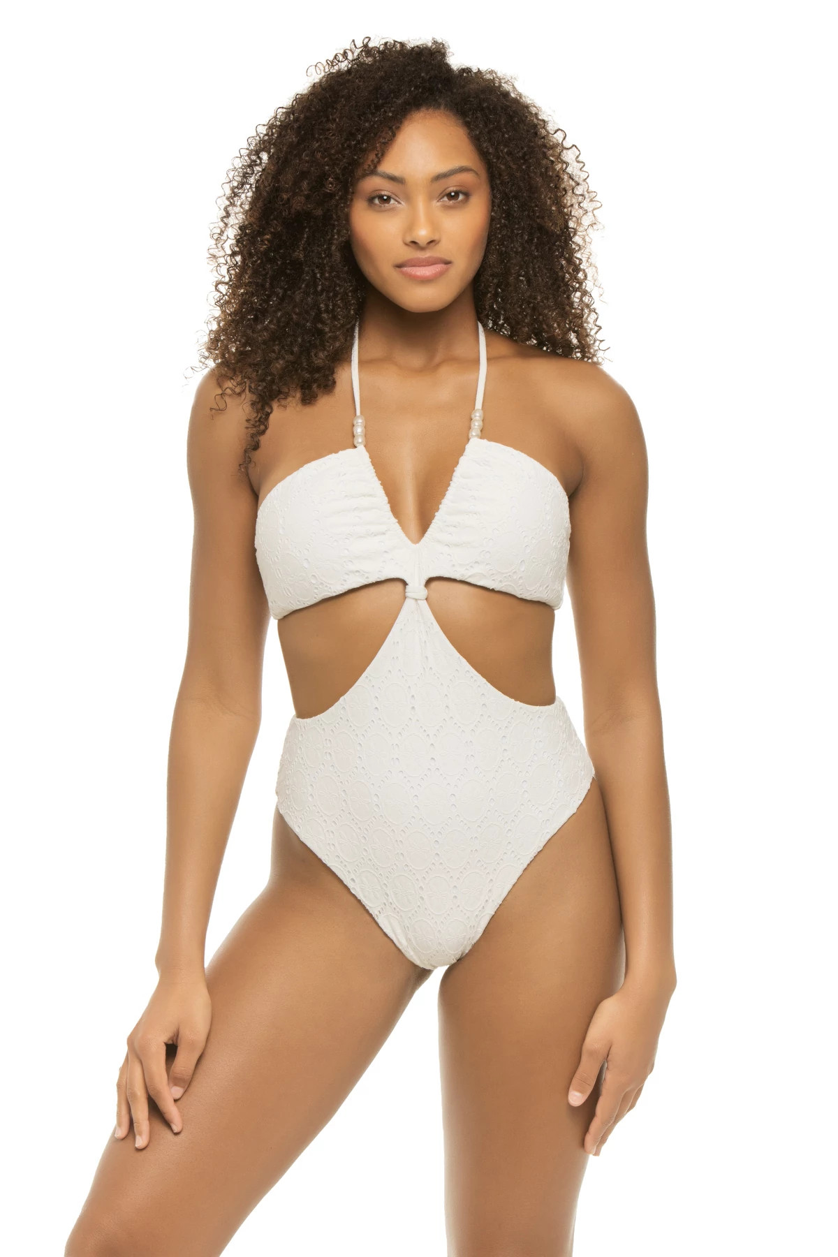 IVORY EYELET Riley Cut-Out One Piece Swimsuit image number 1