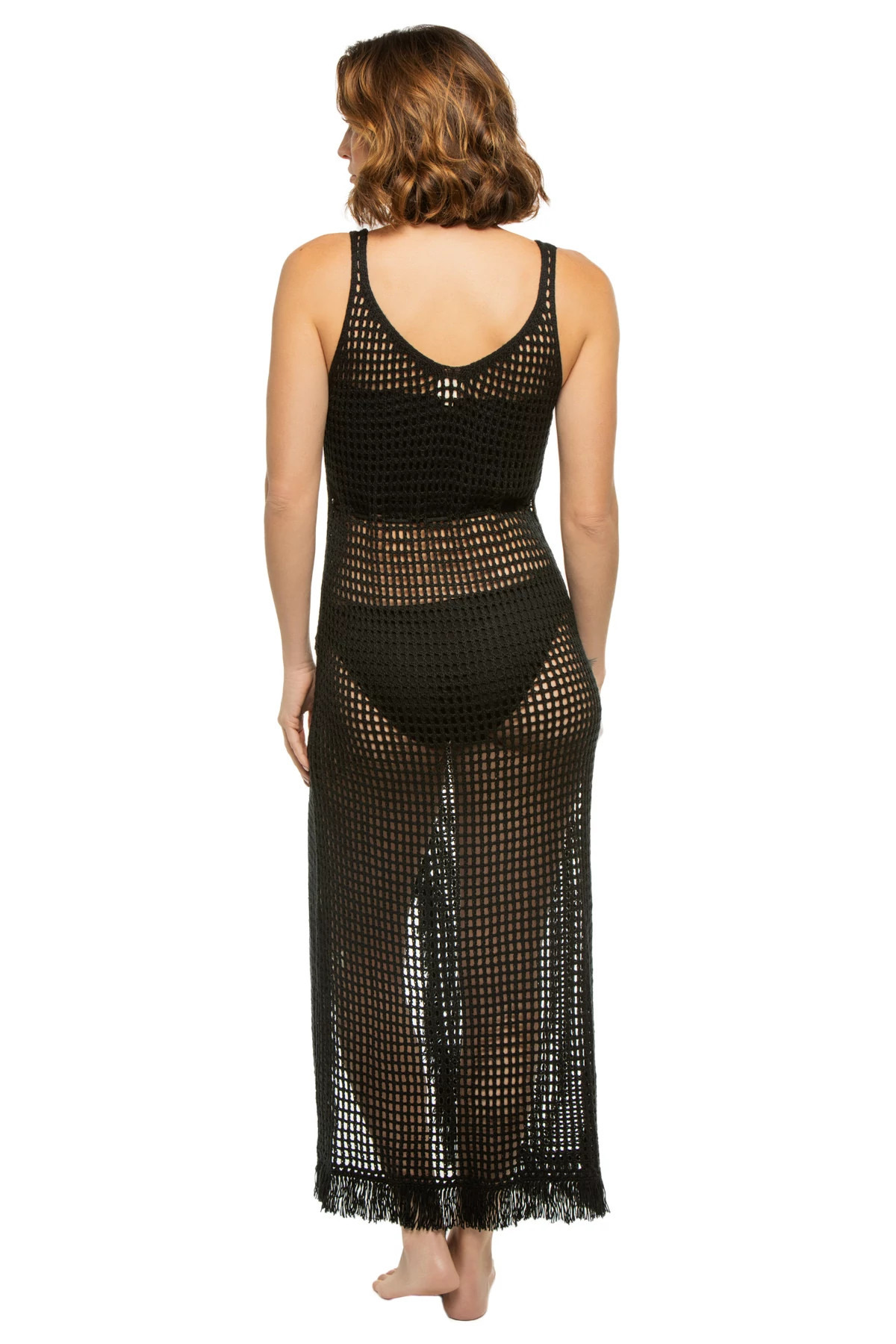 BLACK Crochet Midi Dress image number 2