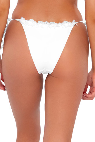 TRUE ROMANCE Luvera Tie Side Ruffle Brazilian Bikini Bottom