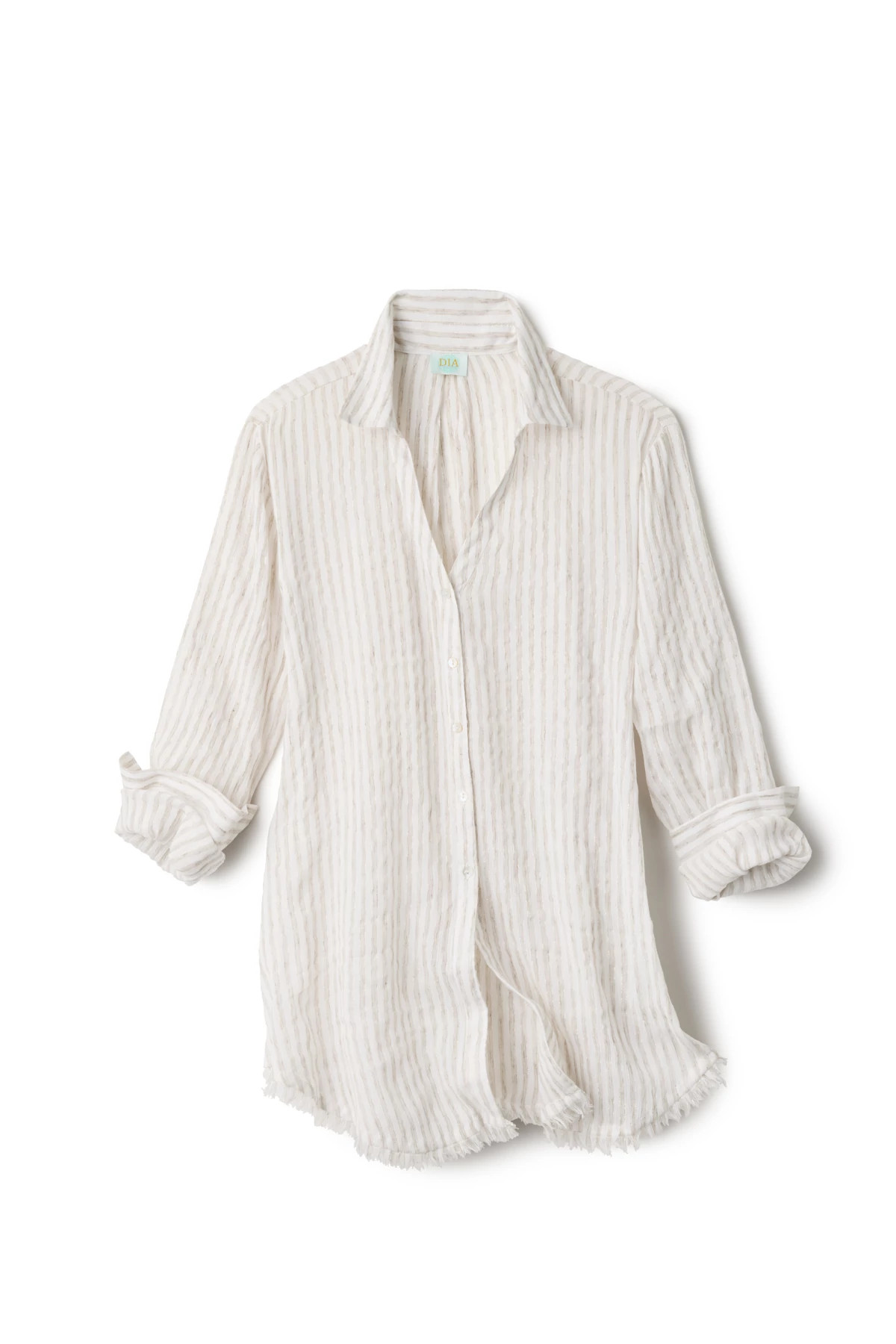 GRAY/IVORY Metallic Stripe Button Down Shirt Dress image number 3