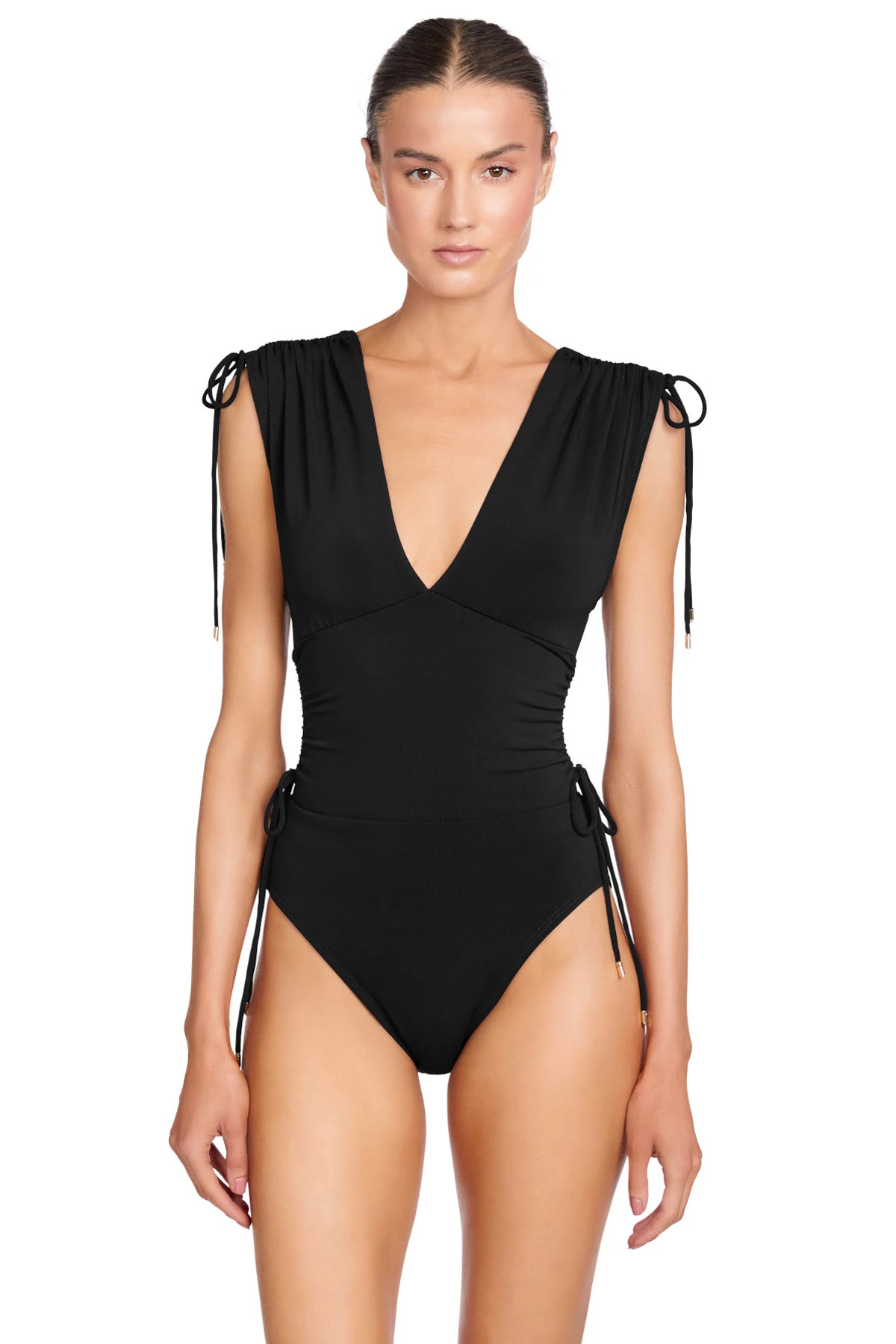 BLACK Wide Strap One Piece Swimsuit image number 1