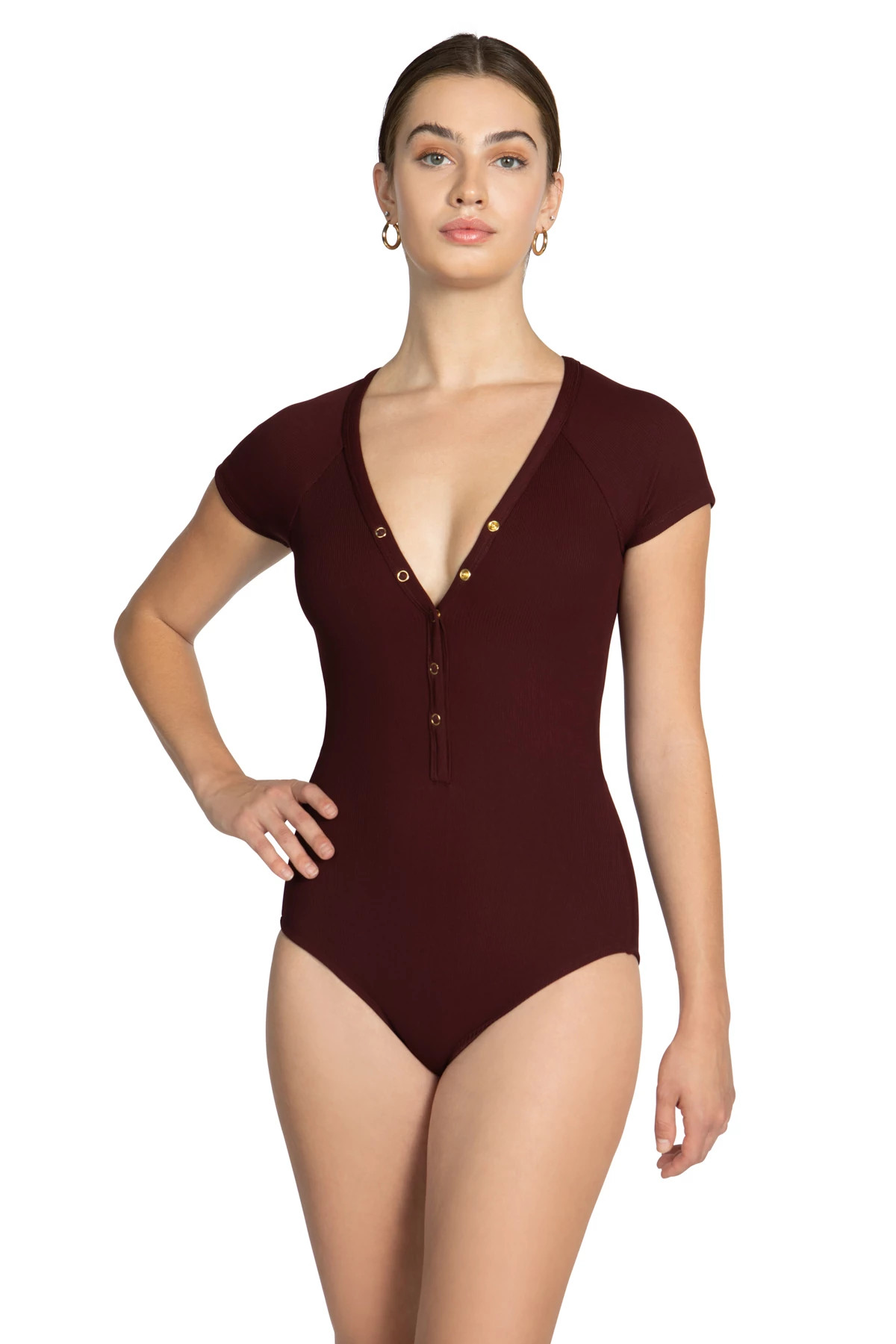 Amy Ribbed Raglan One Piece Swimsuit image number 1