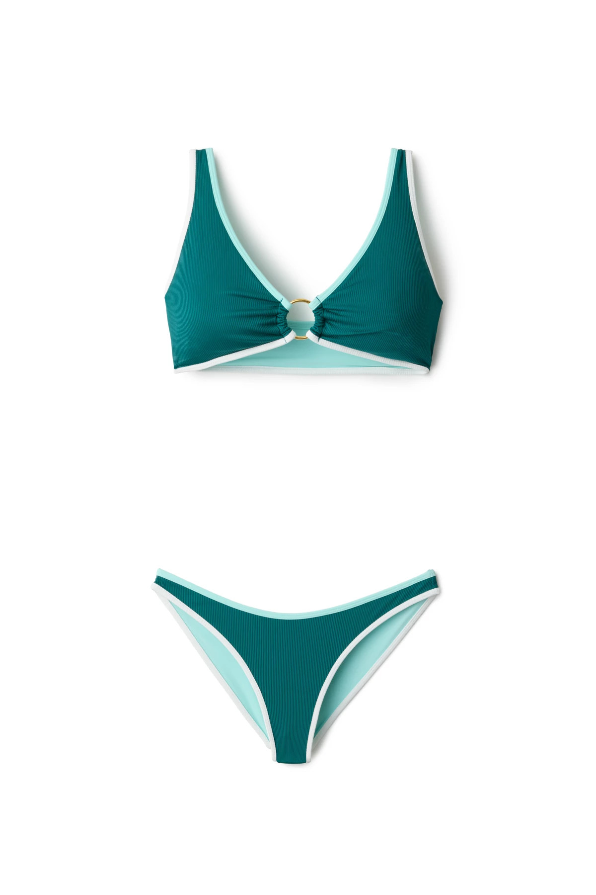 SEA GRASS Palermo Ribbed Brazilian Bikini Bottom image number 3