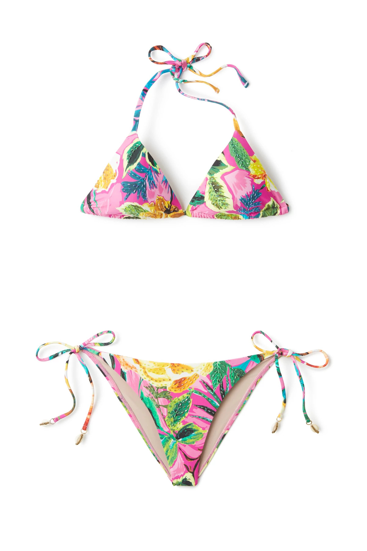 BAHAMA BEACH Embroidered Tie Side Brazilian Bikini Bottom image number 4