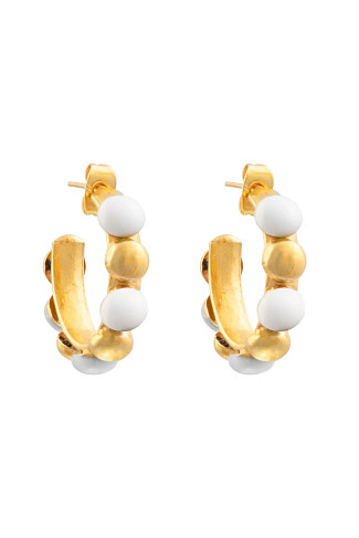 GOLD/WHITE Mini Créole Hoop Earrings