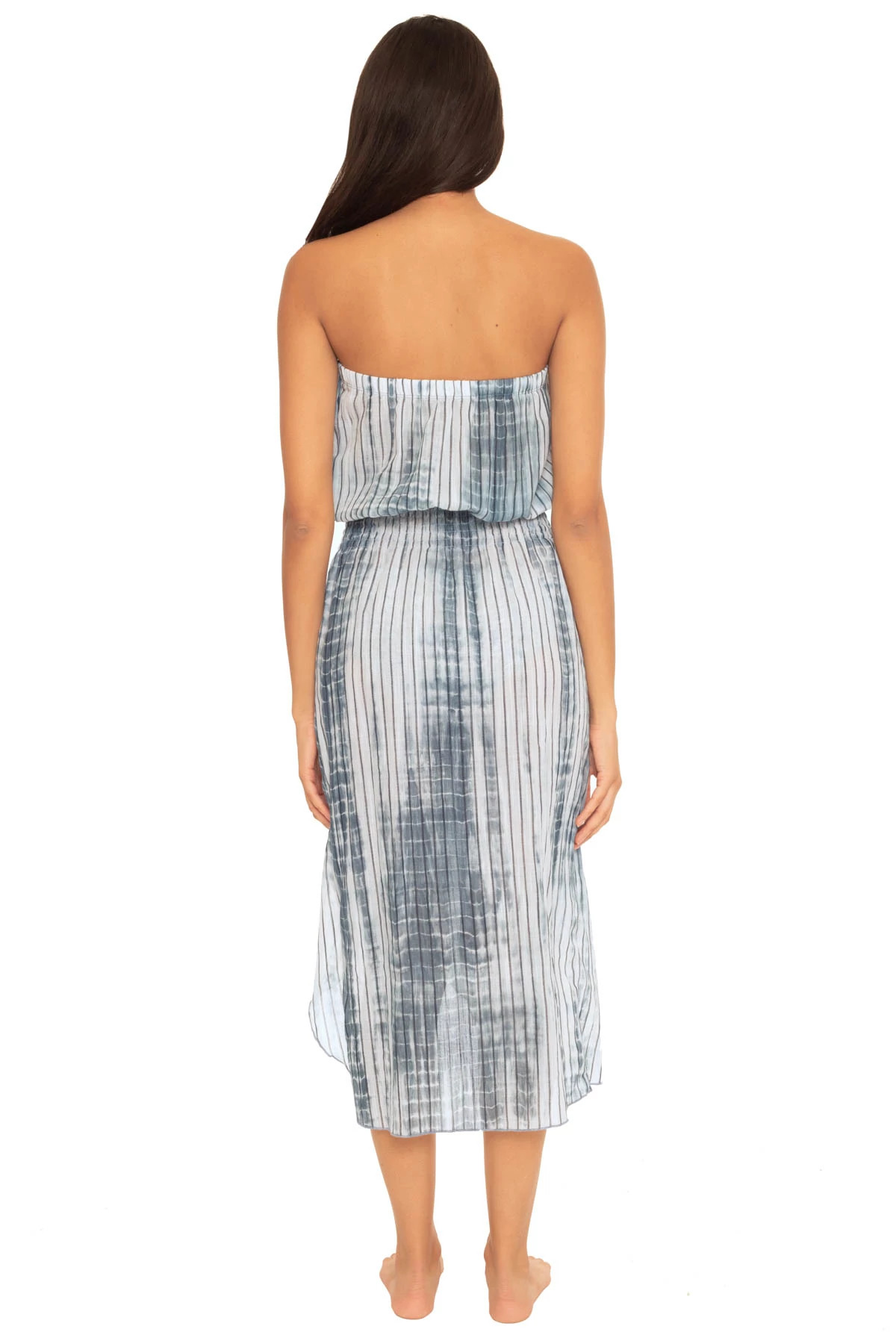 ULTIMATE GRAY Tie-Dye Smocked Strapless Dress image number 2
