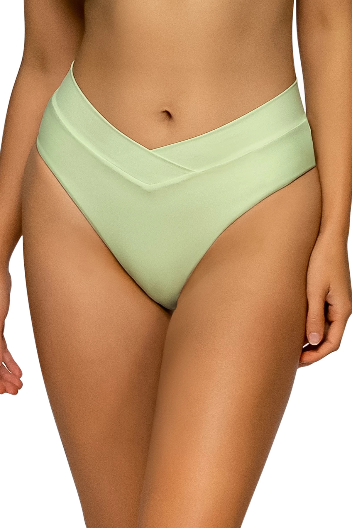 CUCUMBER Jade V-Front Banded High Waist Bikini Bottom image number 1