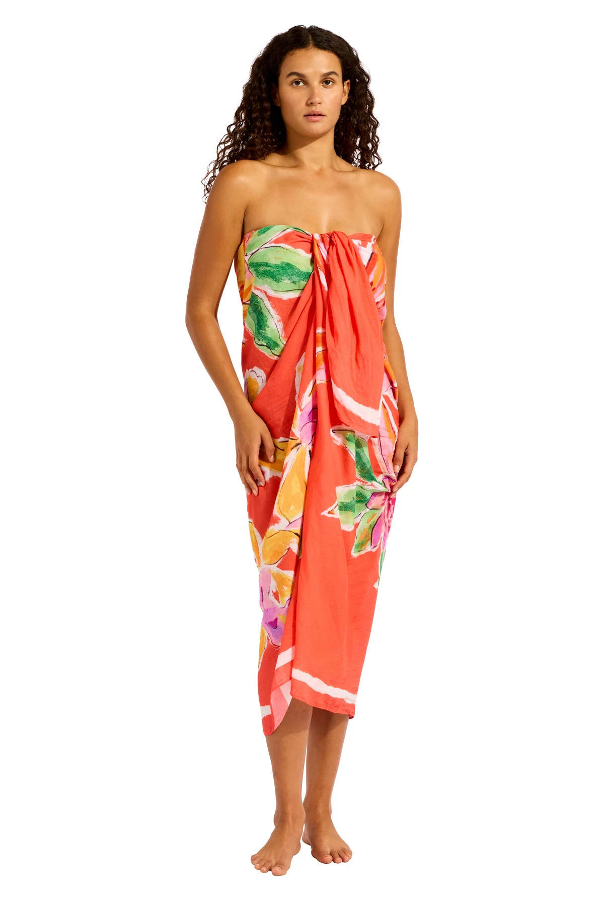 SUMMER MELON Hot House Flowers Sarong image number 4