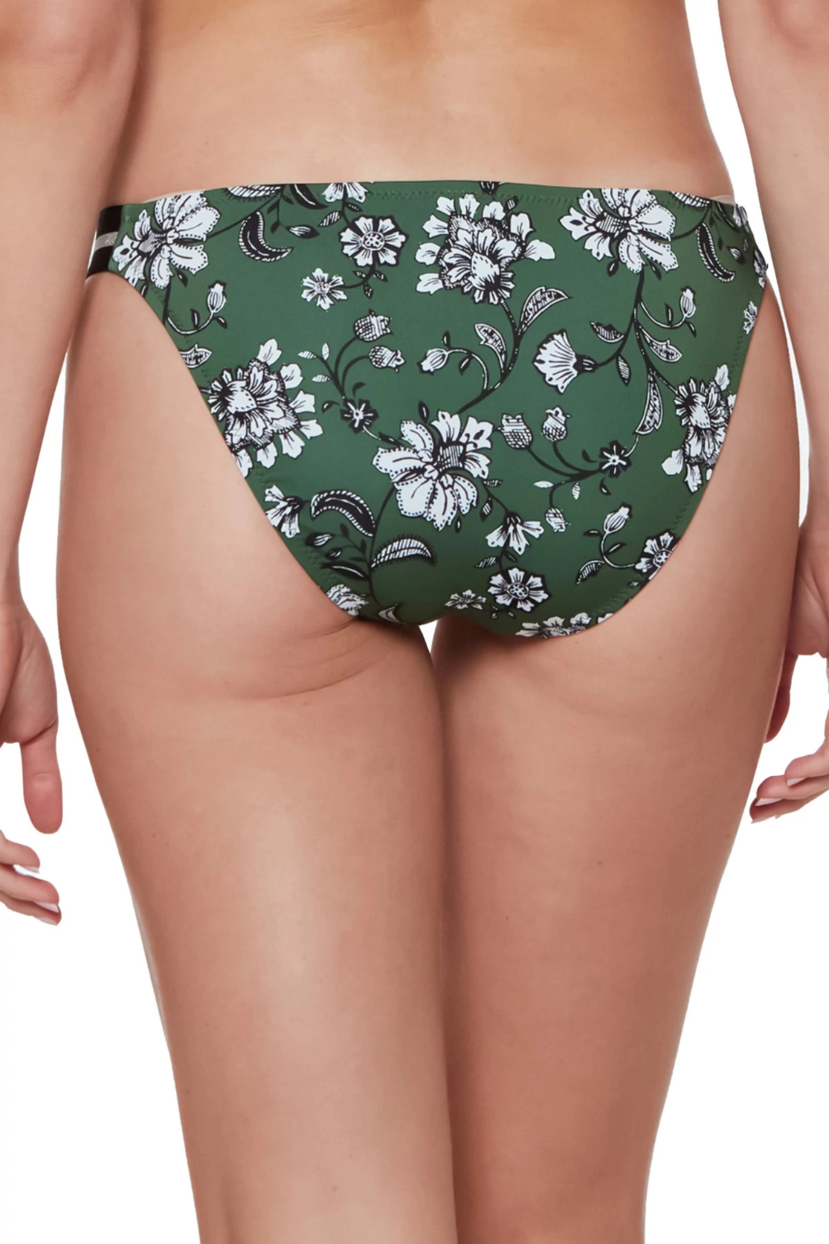 CACTUS GREEN Floral Tab Side Hipster Bikini Bottom image number 2