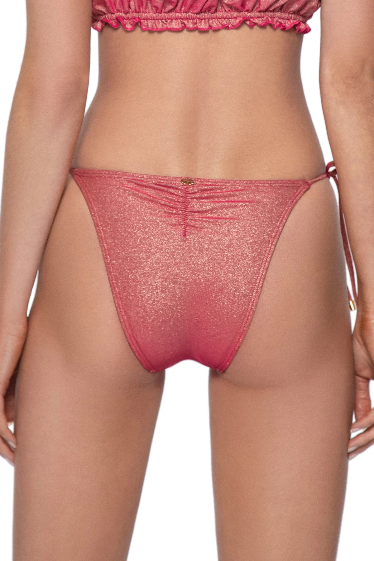 ARCADIA Arcadia Metallic Tie Side Brazilian Bikini Bottom image number 2