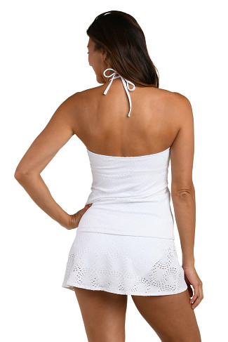 WHITE Shellbound Halter Tankini Top