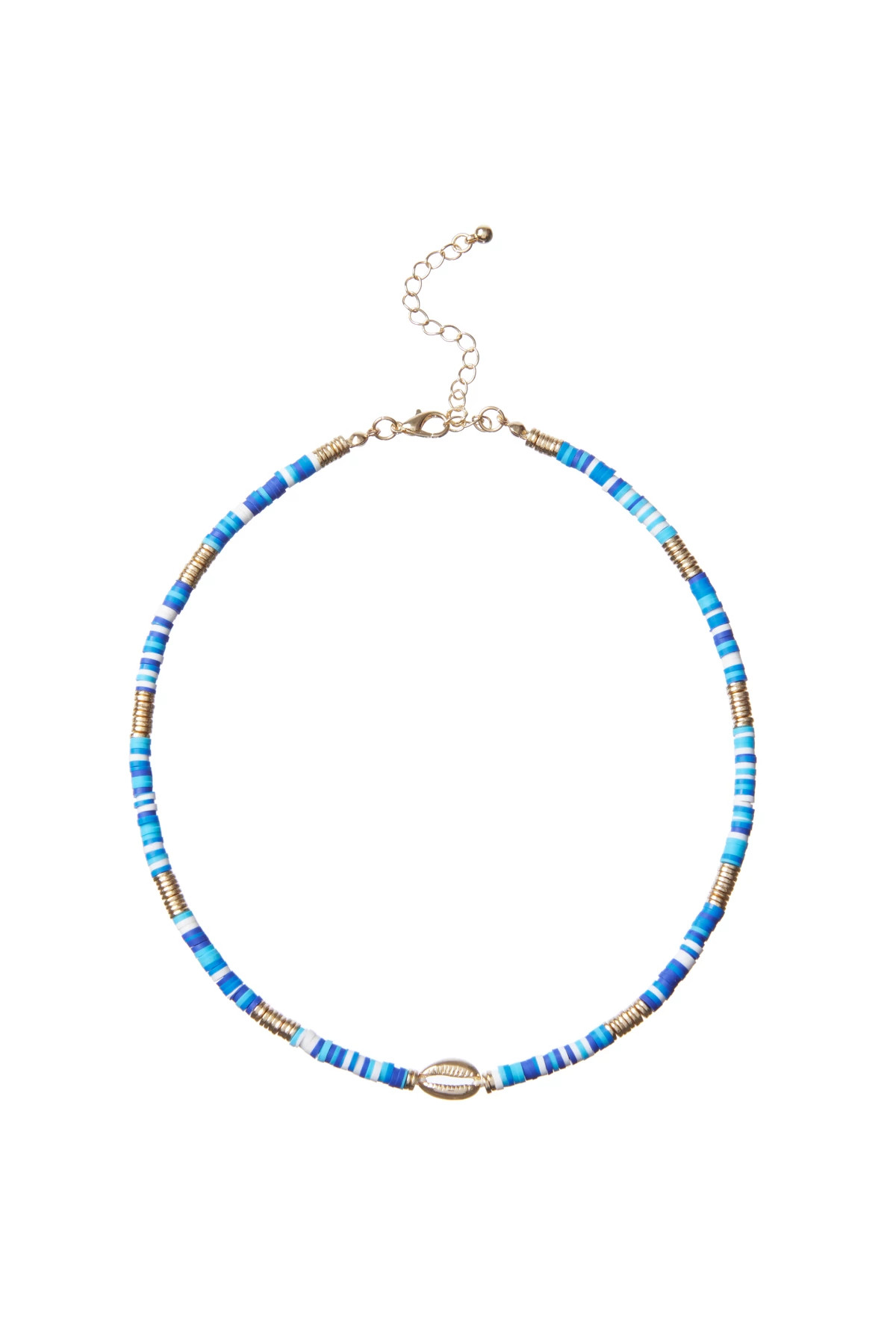 BLUE Puka Shell Disc Necklace image number 1