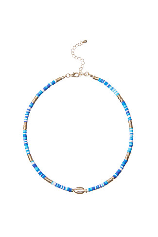 BLUE Puka Shell Disc Necklace