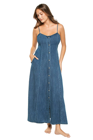 MEDIUM INDIGO Denim Maxi Dress